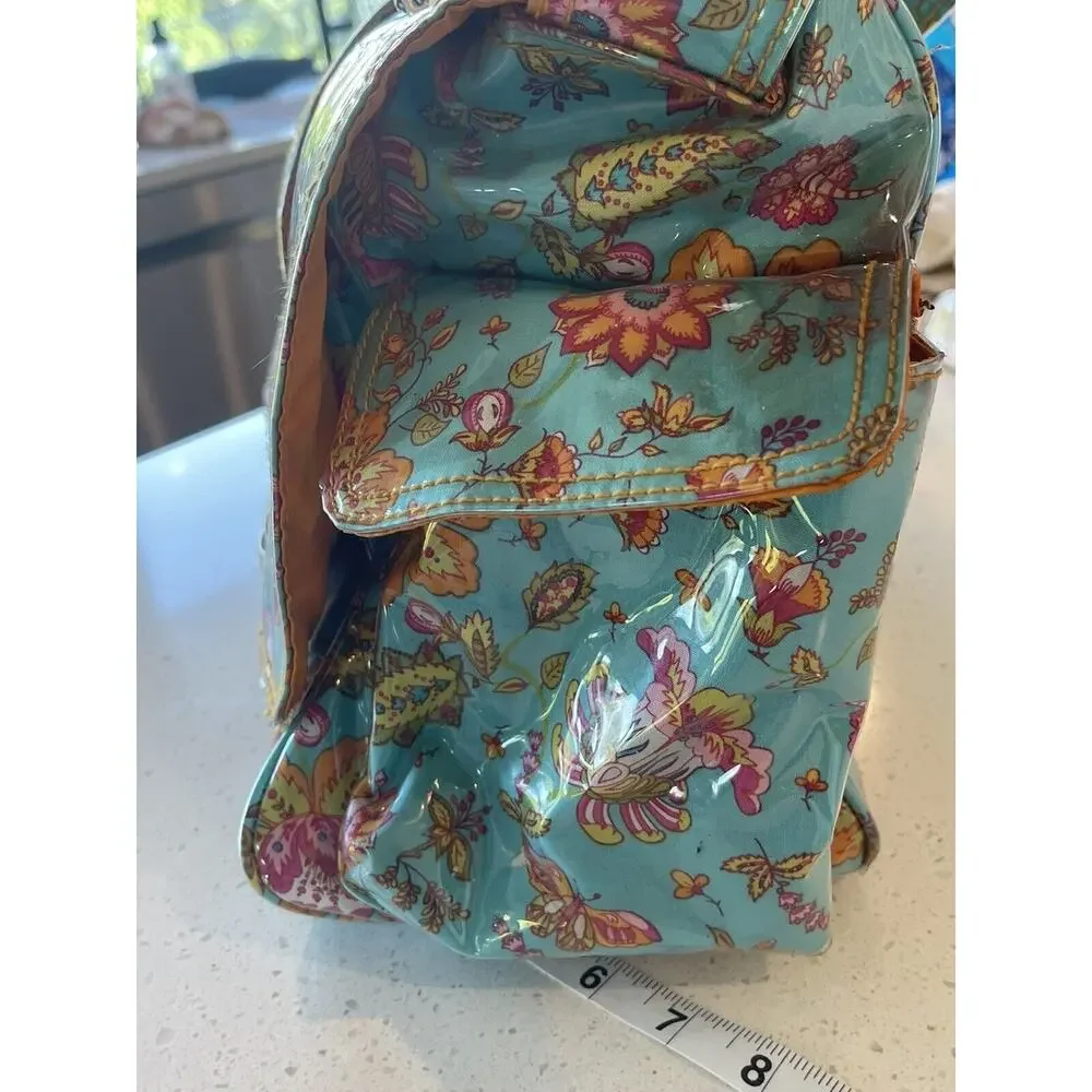 Kalencom Laminated Diaper Buckle Bag‎ Turquoise Pink Gypsy Wildflower